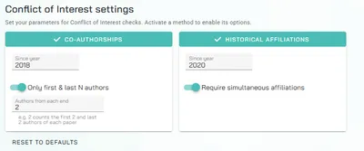 COI settings