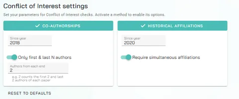 COI settings