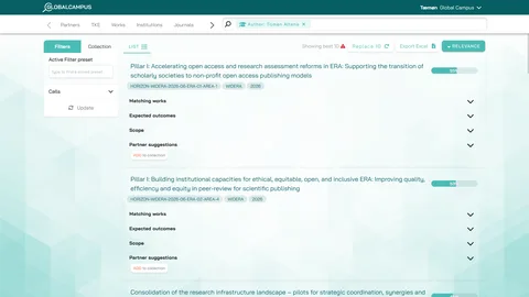 Screenshot of finding funding in Global Campus